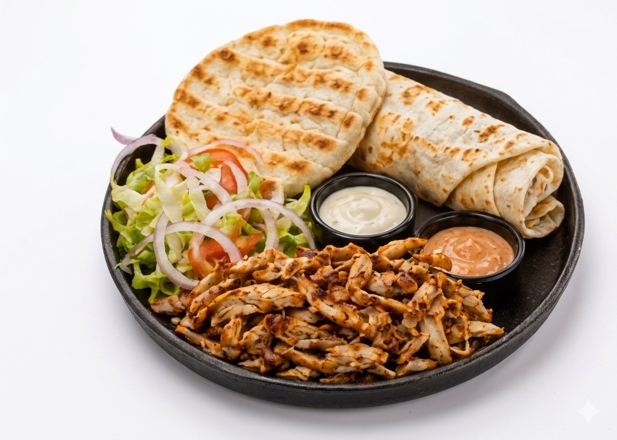 PLATTER SHAWARMA WITH TWO BREADS